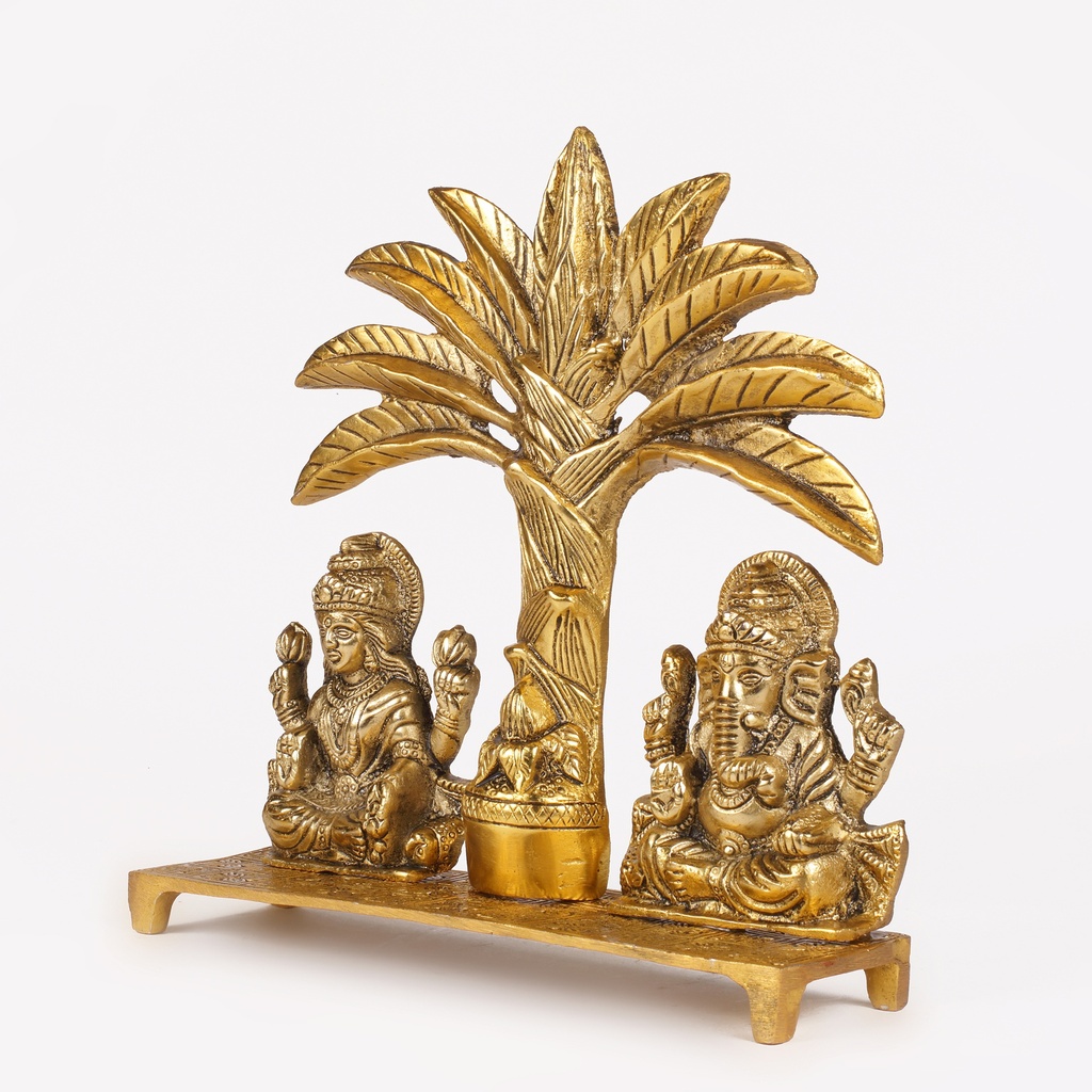  Metal Laxmi Ganesha With Palm Tree