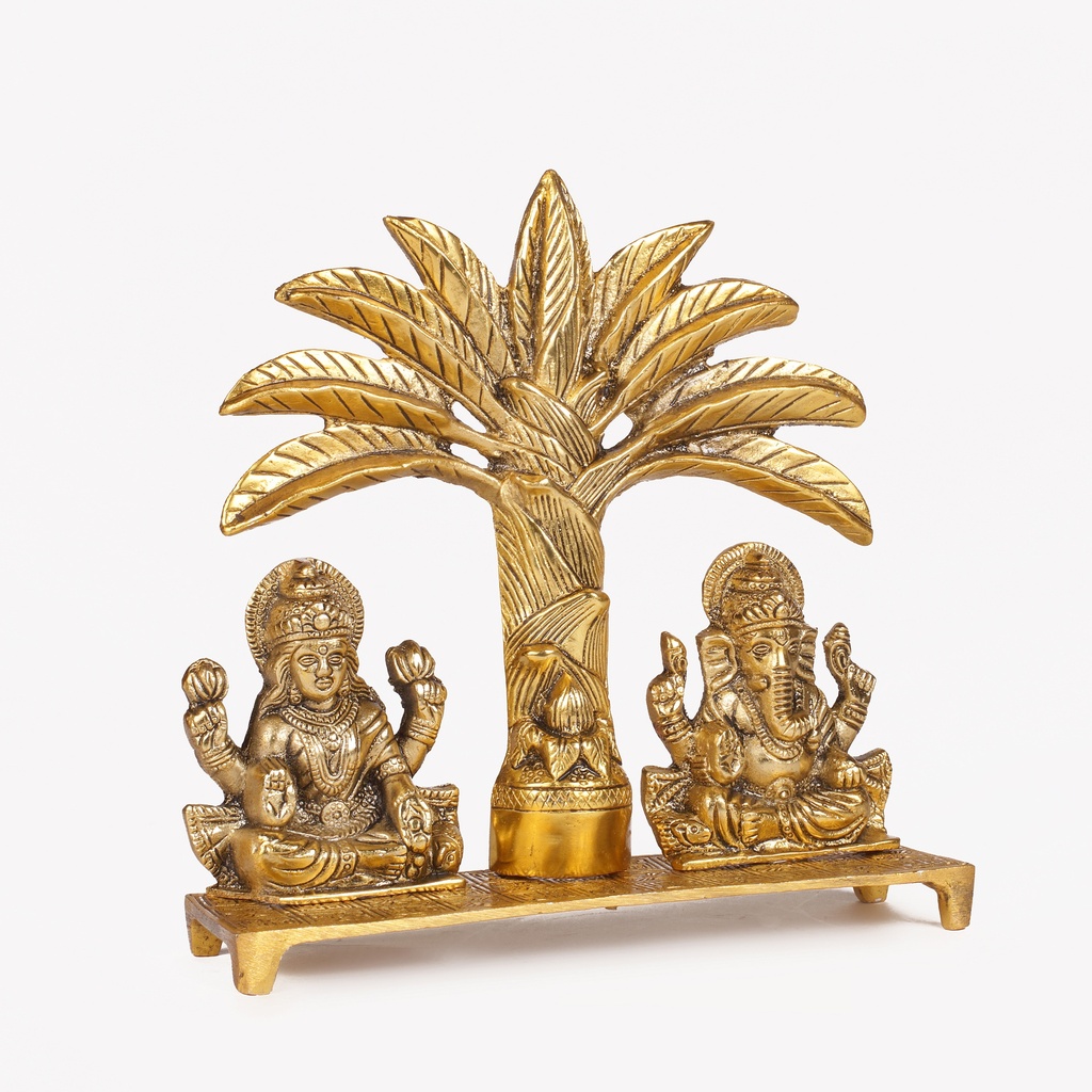  Metal Laxmi Ganesha With Palm Tree