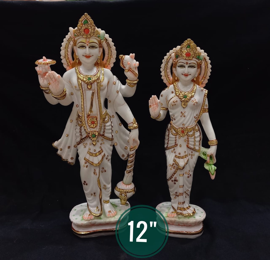 Marble Laxmi Narayan Statue 12 inches