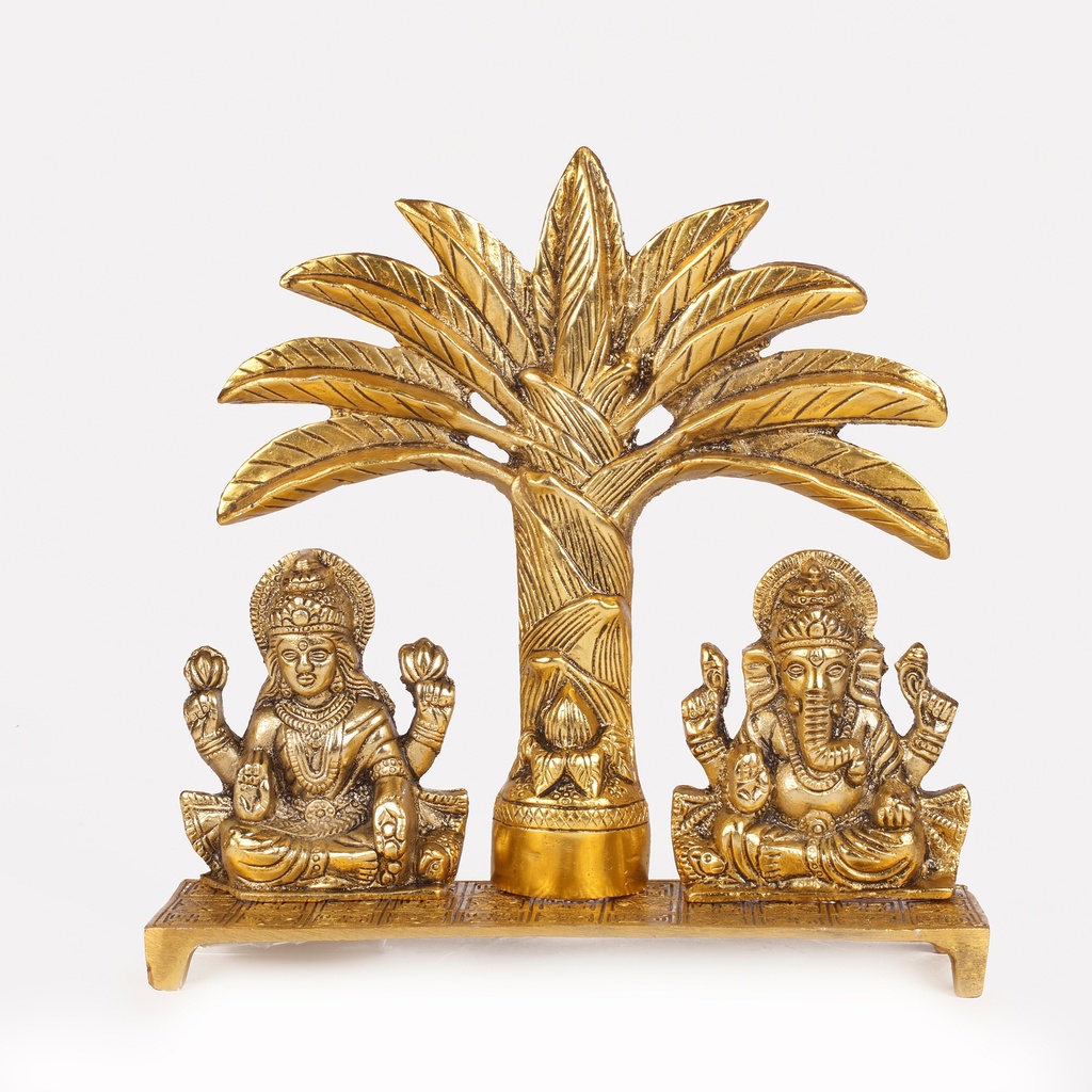  Metal Laxmi Ganesha With Palm Tree